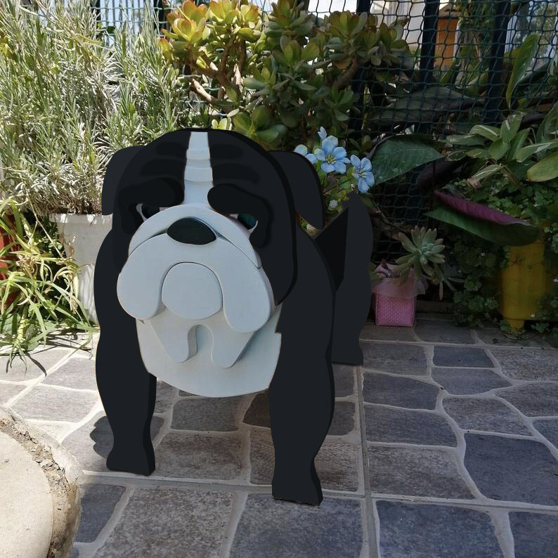 English Bulldog Planters-Pet Pot/Brown