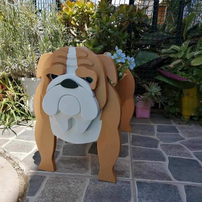 English Bulldog Planters-Pet Pot/Brown