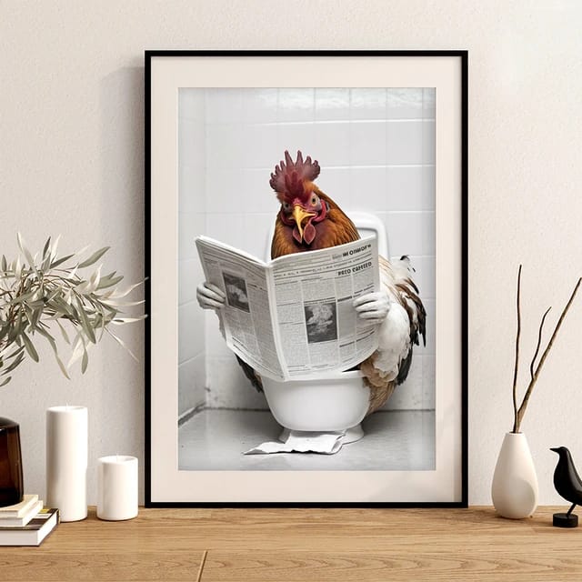 Animals Sitting on the Toilet Reading a Newspaper Prints !