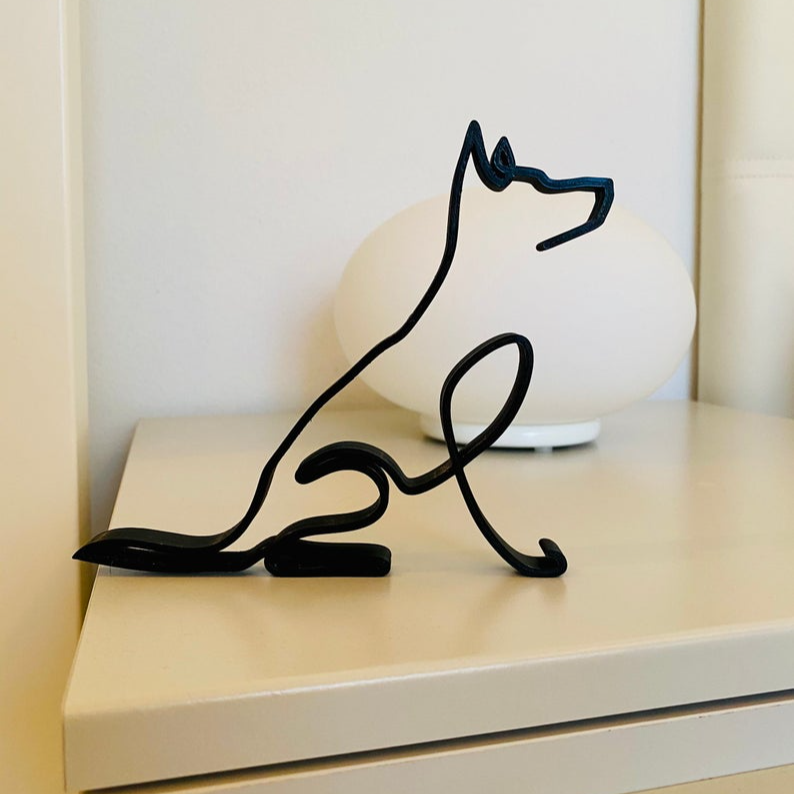 German Shepherd sitting Minimalist Art Sculpture