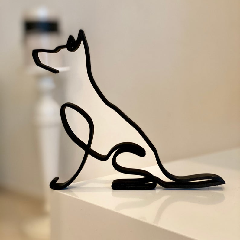 German Shepherd sitting Minimalist Art Sculpture