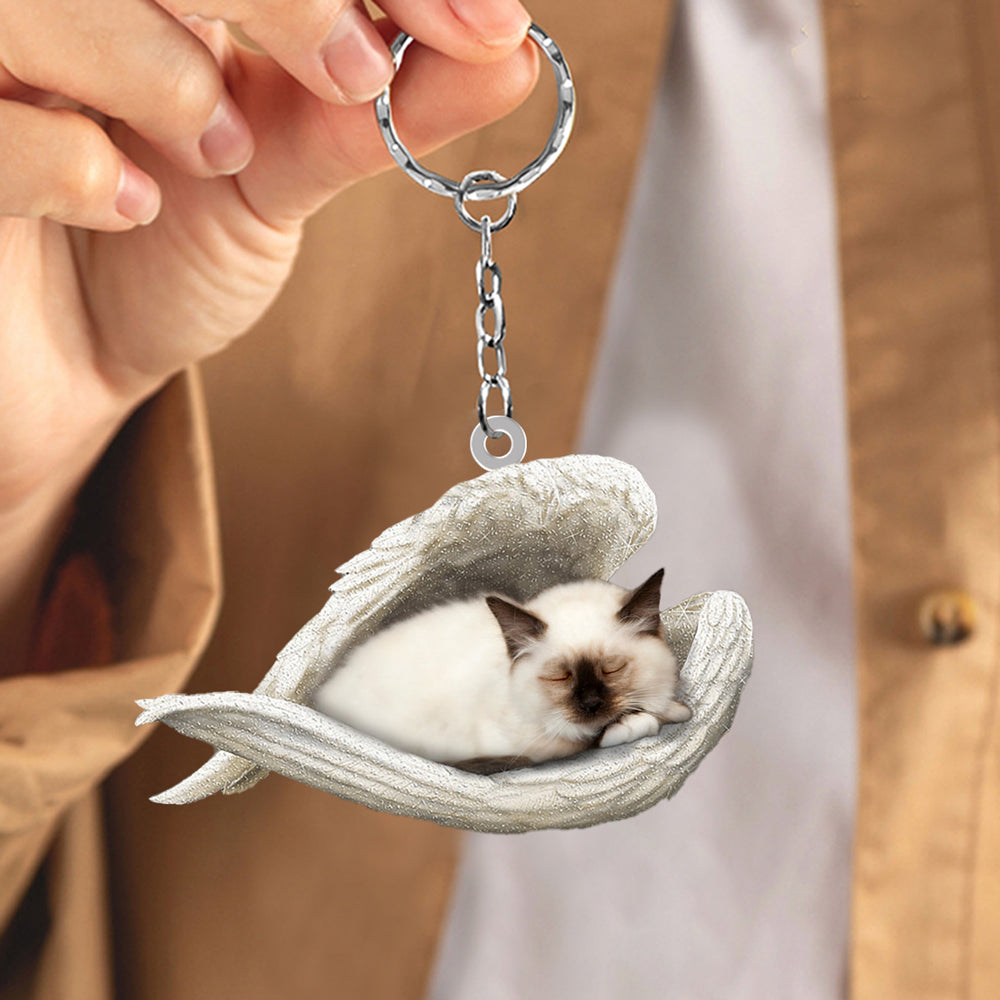 Birman Cat Sleeping Angel Acrylic Keychain