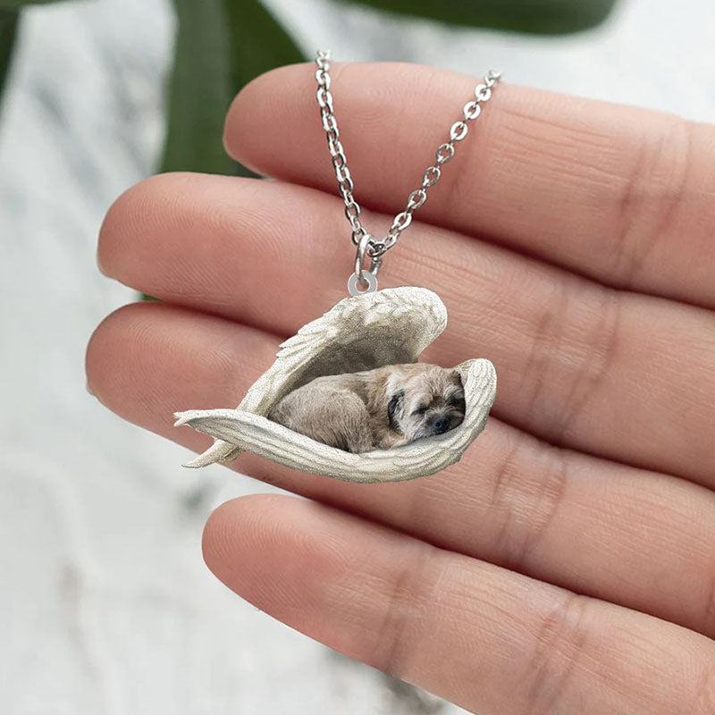 Border Terrier Sleeping Angel Stainless Steel Necklace !